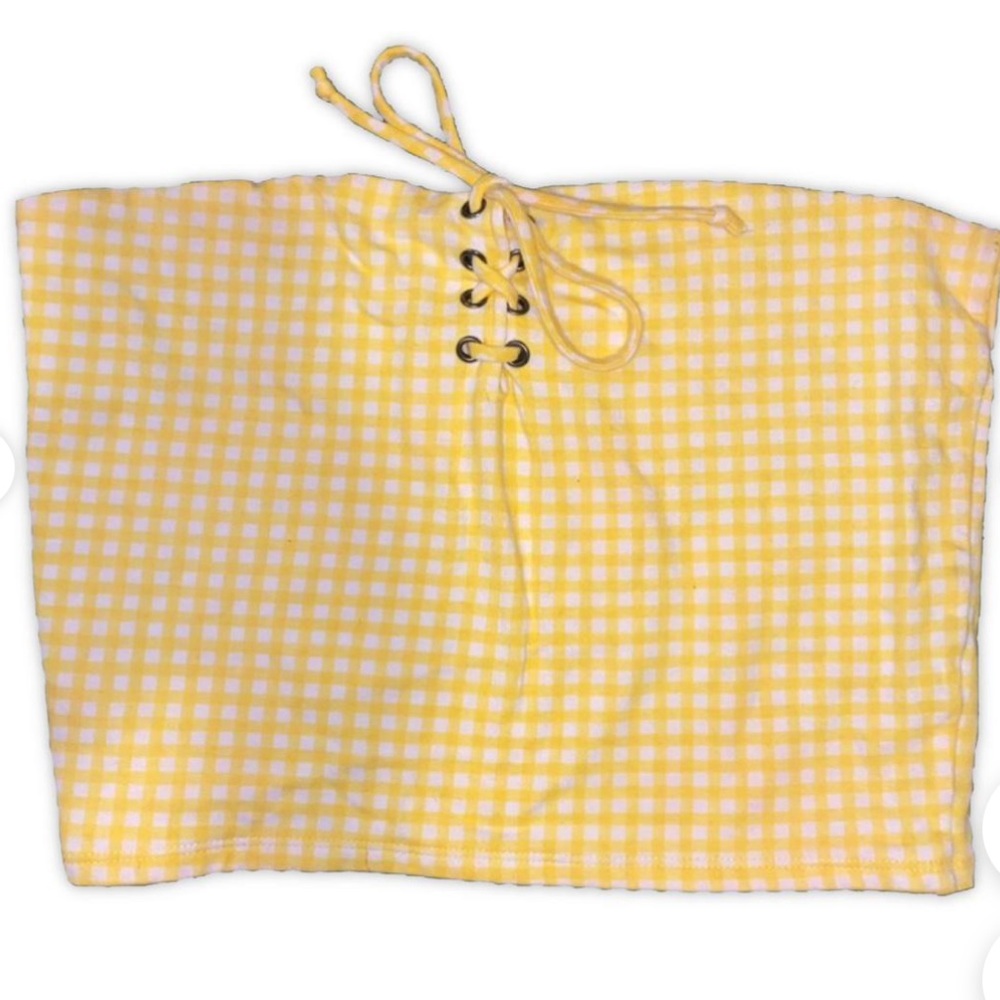 Me to We Yellow Gingham Tube Top Size Medium